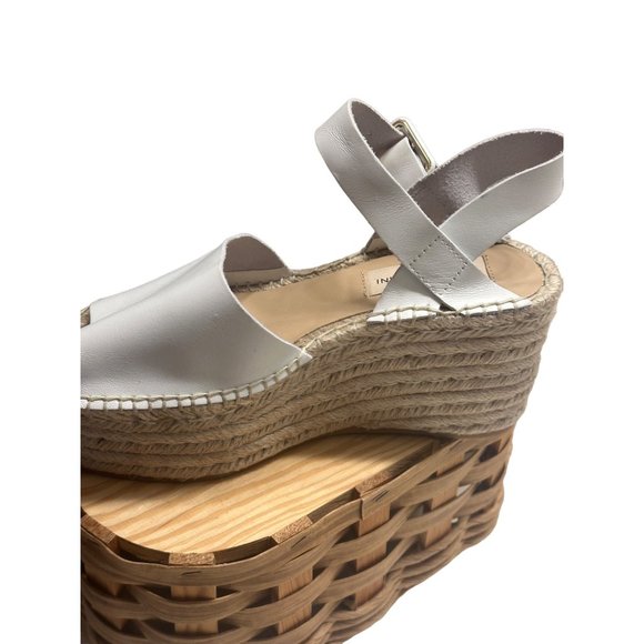 Antonio Melani White Sandals Size 6.5M Leather Wedge Espadrille‎ - Picture 3 of 8